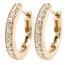 フープピアス 18k 18金 フープ メンズ ダイヤ ダイヤモンド ゴールド リング 中折れ式 ステンレスバネ入り ピンクゴールドk18 ミル打ち ピアス シン...