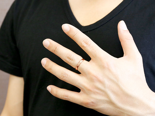 【10%OFFクーポンセール】 10金 リング メンズ ピンクゴールドk10 指輪 ダイヤ柄 婚約指輪 カットリング 菱形 スタンダード atrus-10799817 ジュエリー工房アトラス サンプル画像2