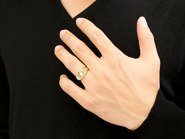 人気ブランド ハワイアンジュエリー メンズ リング ダイヤモンド イエローゴールドk10 印台 指輪 幅広 ハワイアン スクロール ダイヤ 一粒 10金 男性用 人気no 1 本体 Www Ungerprimarycare Com