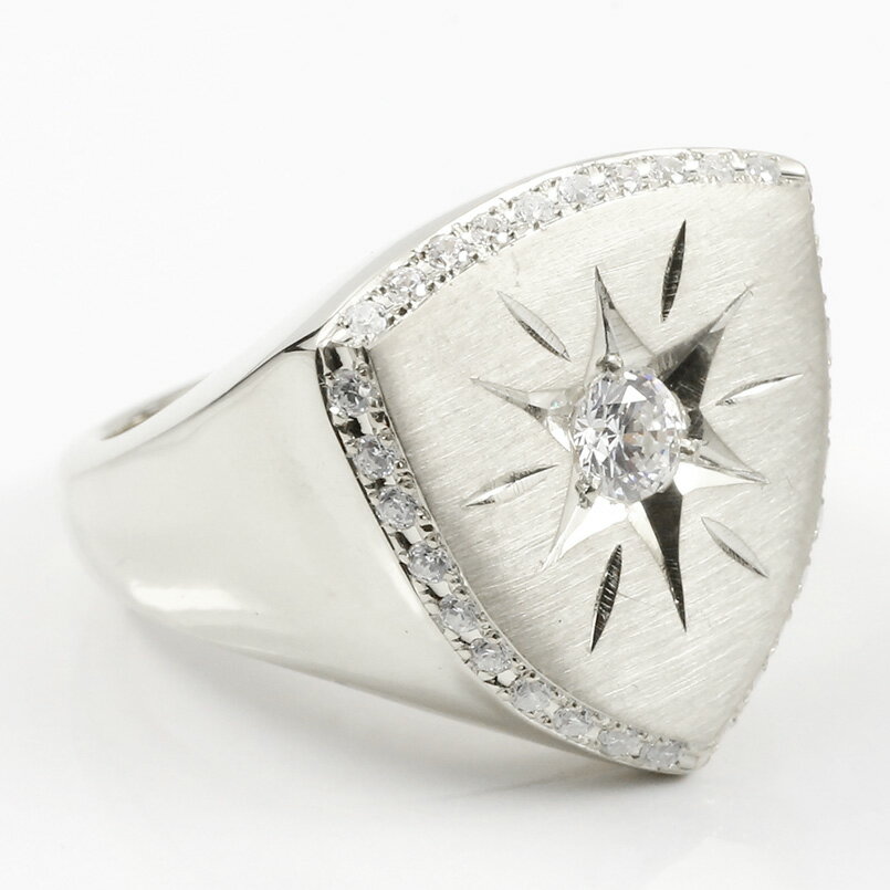 プラチナ リング メンズ ダイヤモンド 印台 シグネットリング 幅広 太め 指輪 つや消し サテン仕上げ ダイヤ 一粒 大粒 後光留め ロータリー型 pt900 ピンキー 人気 男性 シンプル ファッションリング スタンダード プレゼント ギフト