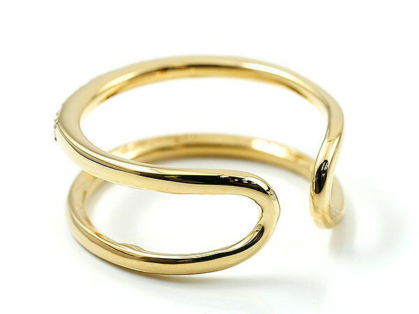 【10%OFFクーポンセール】18金 リング メンズ 婚約指輪 指輪 ピンキーリング ダイヤモンド イエローゴールドK18 エンゲージリング 2連リング フリーサイズ スタンダード