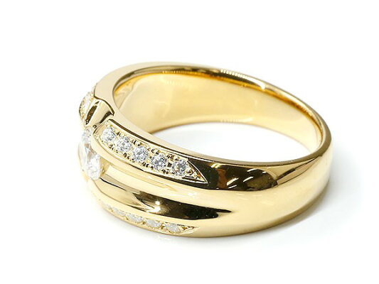 メンズリングダイヤモンドイエローゴールドk10幅広指輪リングダイヤ一粒大粒10金男性用送料無料