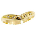 18金 リング V字 指輪 メンズ ピンキーリング ダイヤモンド 0.03ct イエローゴールドk18 k18 ダイヤ ストレート 宝石 人気 男性 18k シ...