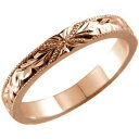18金 ゴールド リング ハワイアンジュエリー メンズ ハワイアンリング 指輪 ピンクゴールドk18 k18 プルメリア 花スクロール 波 ストレート 人気 男...