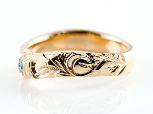 ハワイアンジュエリーメンズブルートパーズピンクゴールドk18リング指輪ハワイアンリングスパイラルk1811月誕生石男性用宝石送料無料