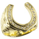 18金 ゴールド リング ハワイアンジュエリー メンズ ゴールド 指輪 ダイヤモンド 18k イエローゴールドk18 ダイヤ 馬蹄 ホースシュー ピンキーリング...