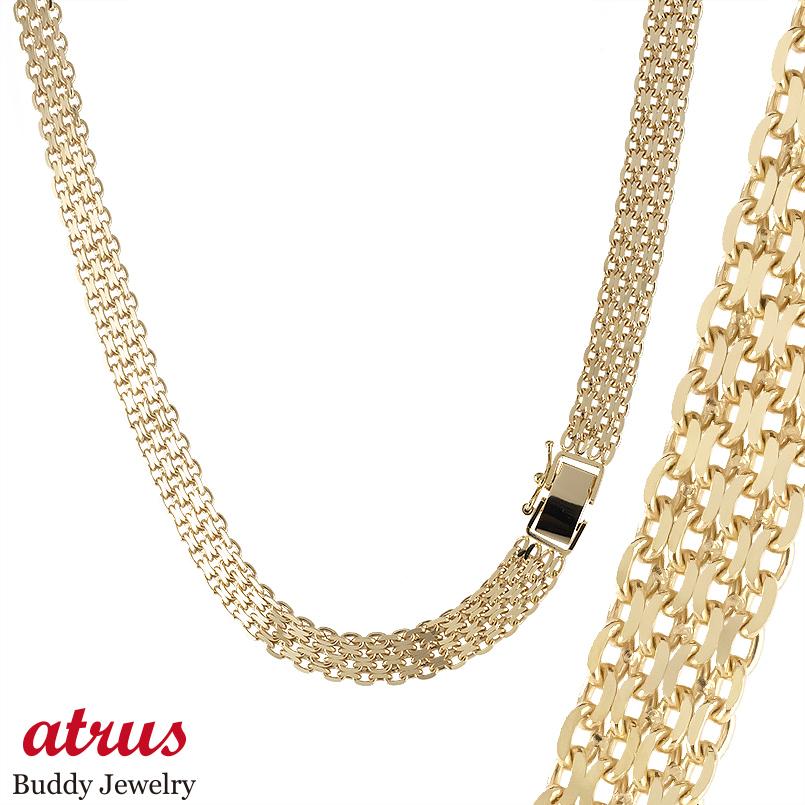 18金 ネックレス チェーンだけ 42cm ゴールド チェーンのみ ビスマルク チェーン 22.5g 太め 幅広 18k イエローゴールドk18 K18 中折れ...