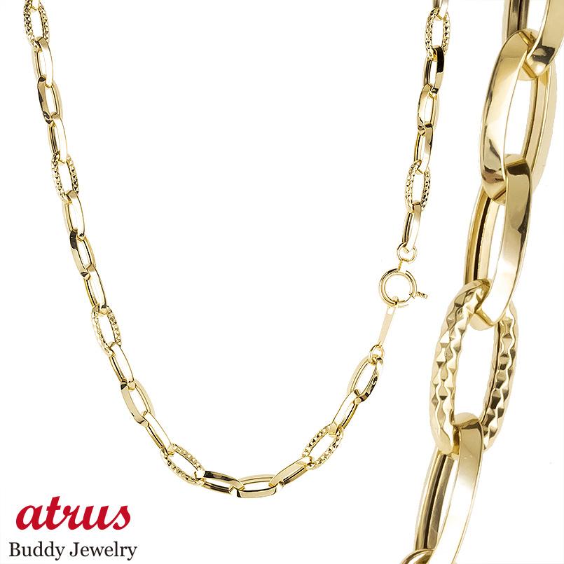 18金 ネックレス チェーンのみ 50cm チェーン 太め 幅広 ゴールド 地金 中空 イエローゴールドK18 18k エクセレンテチェーン ジュエリー シンプ...