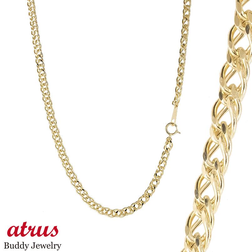 18金 喜平 ネックレス メンズ チェーンのみ 50cm ダブル喜平 チェーン 太め 幅広 ゴールド 中空 シンプル イエローゴールドK18 18k キヘイ ジ...