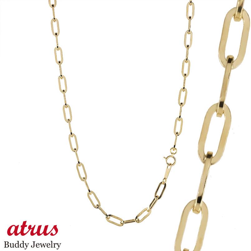18金 ネックレス チェーンのみ 50cm チェーン 太め 幅広 ゴールド 地金 中空 イエローゴールドK18 18k クリップチェーン ジュエリー シンプル ...