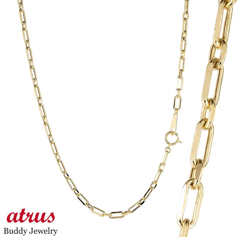 18金 ネックレス チェーンのみ 50cm チェーン 太め 幅広 ゴールド 地金 中空 イエローゴールドK18 18k アズキチェーン ジュエリー シンプル 人...