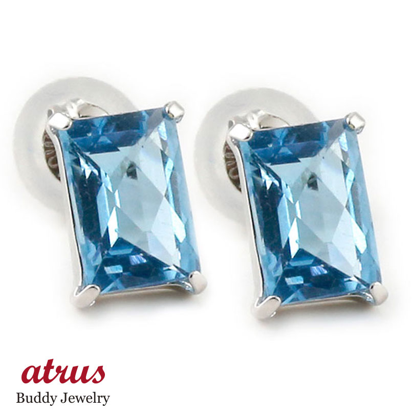 ピアスレディース一粒ブルートパーズ...