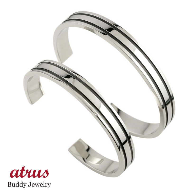 ブレスレット ステンレス ペア バングル アレルギーフリー サージカルステンレス ブラック バイカラー ペアアクセサリー ツートンカラー 人気 【最短発送】