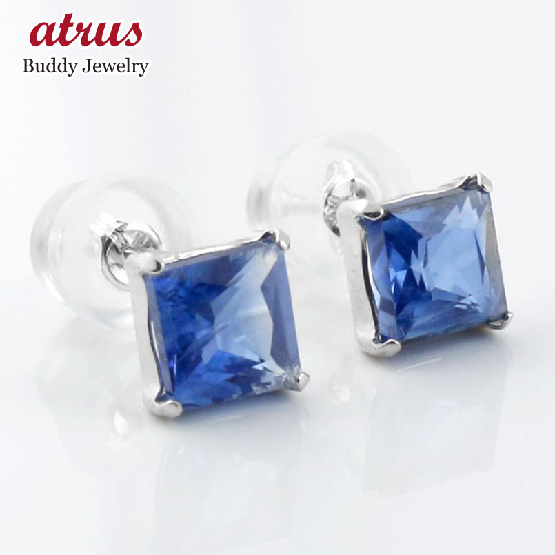 ゴールド ピアス レディース 一粒 ペア カイヤナイト スタッドピアス ホワイトゴールドk10 10金 天然石 宝石 両耳用 人気 【最短発送】(4)