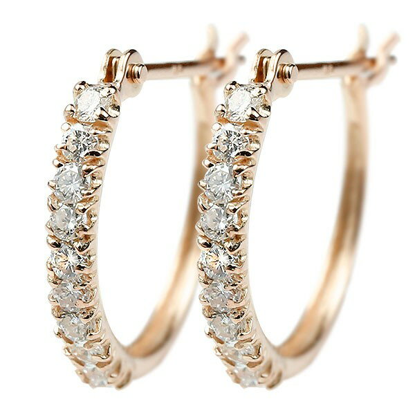 ピアス メンズ ダイヤモンド フープピアス フープ ピンクゴールドk10 シンプル 人気 10金 リング 両耳用