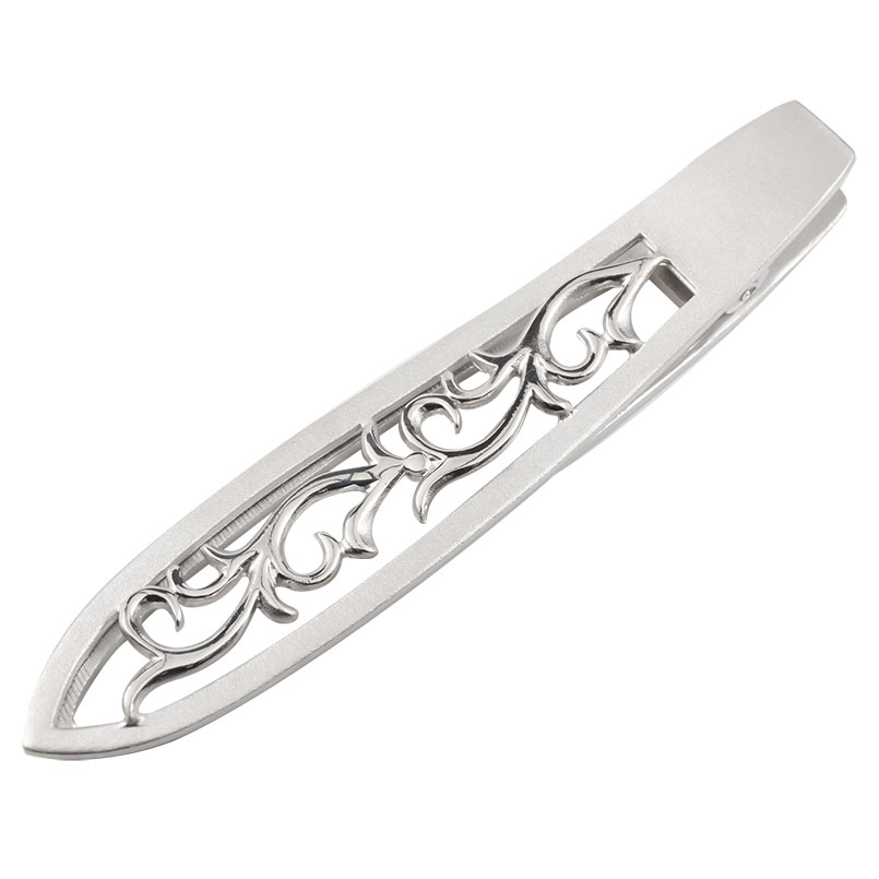 メンズジュエリー マネークリップ シルバー925 唐草 模様 和柄 透かし ネクタイピン タイホルダー タイバー ヘアクリップ 男性 人気