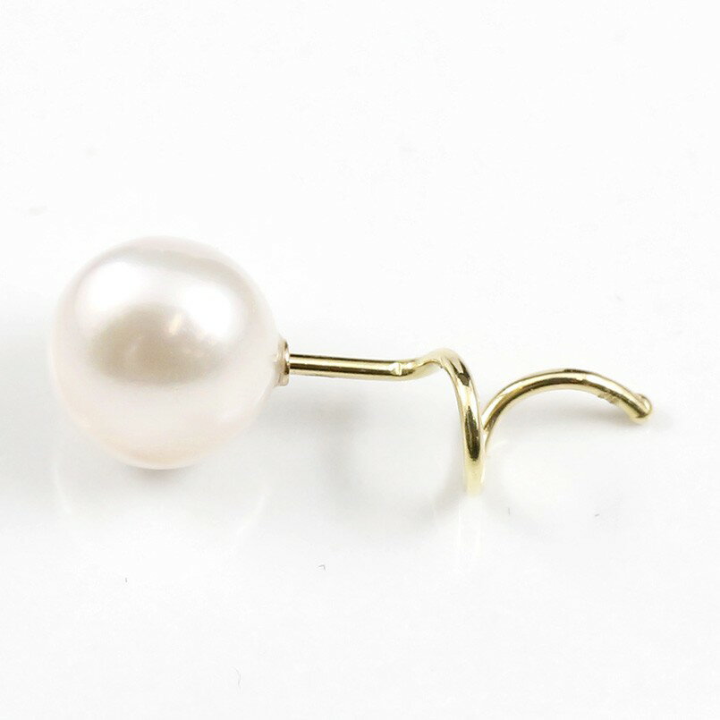 ジュエリー工房アトラスのボディピアス ピアス キャッチのいらないピアス キャッチなし キャッチナッシャー パールピアス イエローゴールドk10 あこや本真珠 フォーマル シンプル 10金 6月誕生石 宝石 スパイラルピアス 両耳用 可愛い おしゃれ 可憐 人気｜アングル3