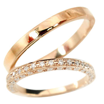 ペアリング ゴールド 2個セット 18金 結婚指輪 マリッジリング ダイヤモンド ハーフエタニティ ピンクゴールドk18 結婚式 ダイヤ 人気 ウェディング 1...