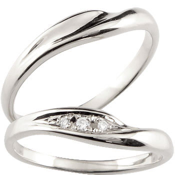 ペアリング カップル 2個セット 結婚指輪 マリッジリング キュービックジルコニア シルバー ウェーブリング プレゼント 女性 人気 ウェディング V字 結婚式 記念日 誕生日 普段使い 2本セット シンプル 1