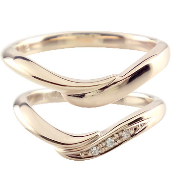 ペアリング カップル 結婚指輪 ゴールド マリッジリング ダイヤモンド イエローゴールドk18 18金 ダイヤ メンズ レディース 男女兼用 2個セット プレゼント 18k 2本セット 人気 普段使い