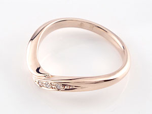 【10%OFFクーポンセール】 V字 ペアリング ゴールド 2個セット 結婚指輪 ダイヤモ...