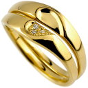 ペアリング ゴールド 2個セット 18金 リング 結婚指輪 18k ダイヤモンド ハート マリッジリング イエローゴールドk18 ミル打ち 結婚式 ダイヤ 送料...