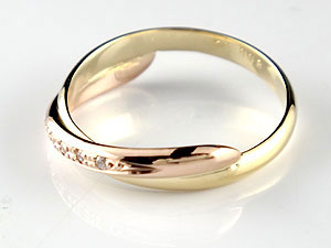 【送料無料】ペアリング結婚指輪マリッジリングダイヤモンドイエローゴールドk18ピンクゴールドk18結婚式18金ダイヤストレートカップル