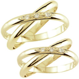 ペアリング ゴールド 結婚指輪 マリッジリング ダイヤモンド 2連 イエローゴールドk18 結婚式 18金 リング ゴールド ダイヤ 女性 人気 ウェディング 2本セット 18k 2個セット 記念日 誕生日 ファッションリング 大人 プレゼント