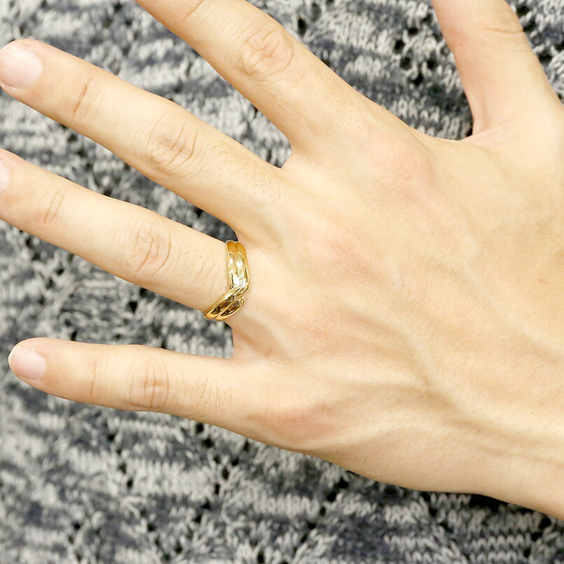 【10%OFFクーポンセール】 ペアリング ゴールド 2個セット 結婚指輪 メンズ イエロ...