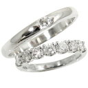 ペアリング プラチナ ダイヤモンド マリッジリング リング 2本セット ソリティア エタニティリング 結婚式 カップル 結婚指輪 ダイヤ 送料無料 2個セット ...