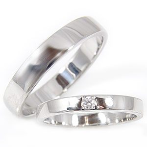 ペアリング プラチナ ダイヤ リング 結婚指輪 マリッジリング ペア ダイヤモンド 一粒 結婚式 ストレート カップル 女性 人気 2個セット 記念日 誕生日 ...