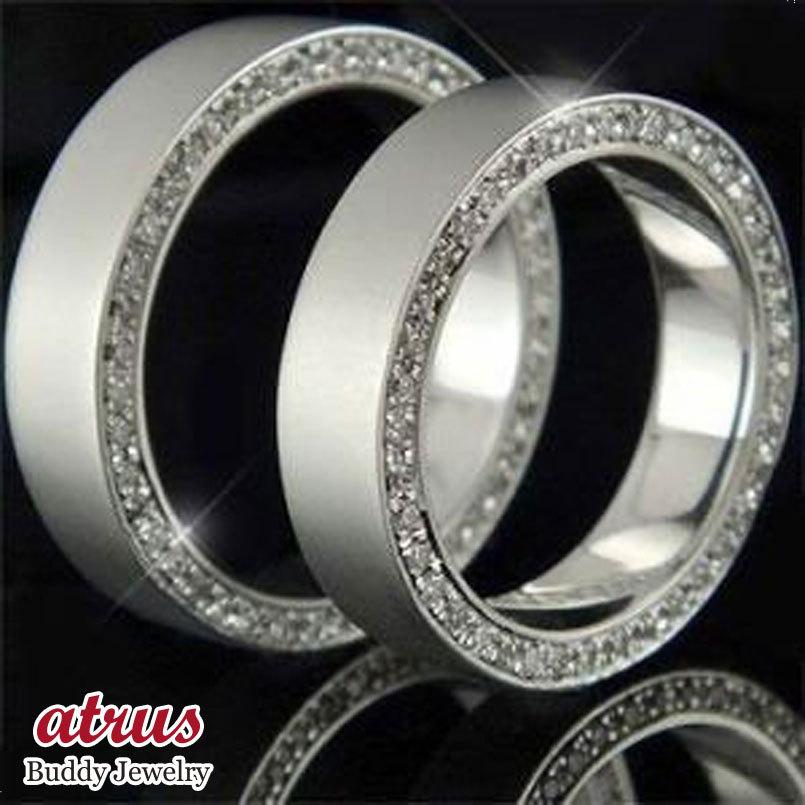 ペアリング プラチナ 結婚指輪 マリッジリング カップル 2個セット リング ペア ダイヤモンド フルエタニティリング 高級 ダイヤ ストレート 人気 ウェディ...