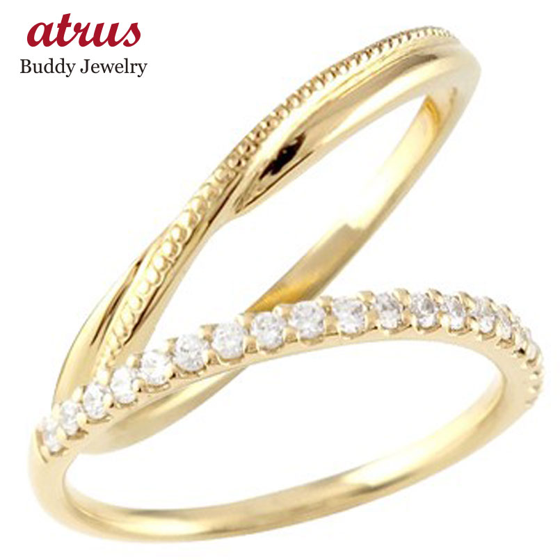 結婚指輪 イエローゴールドk10 ペアリング ゴールド カップル マリッジリング ハーフエタニティ ダイヤモンド 華奢 細い 10金 スイートペアリィー 人気 シンプル 2個セット 結婚式 記念日 誕生日 プレゼント ギフト ブライダル ウエディング