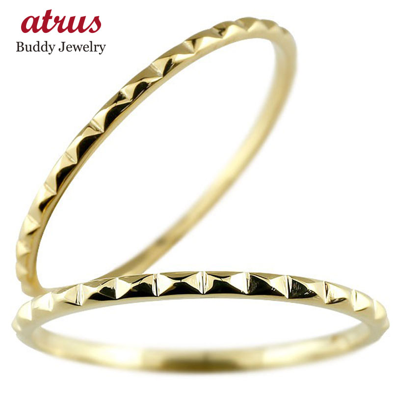 結婚指輪 イエローゴールドk18 ペアリング ゴールド カップル マリッジリング 地金リング 華奢 細い 18金 リング ストレート スイートペアリィー 人気 ...