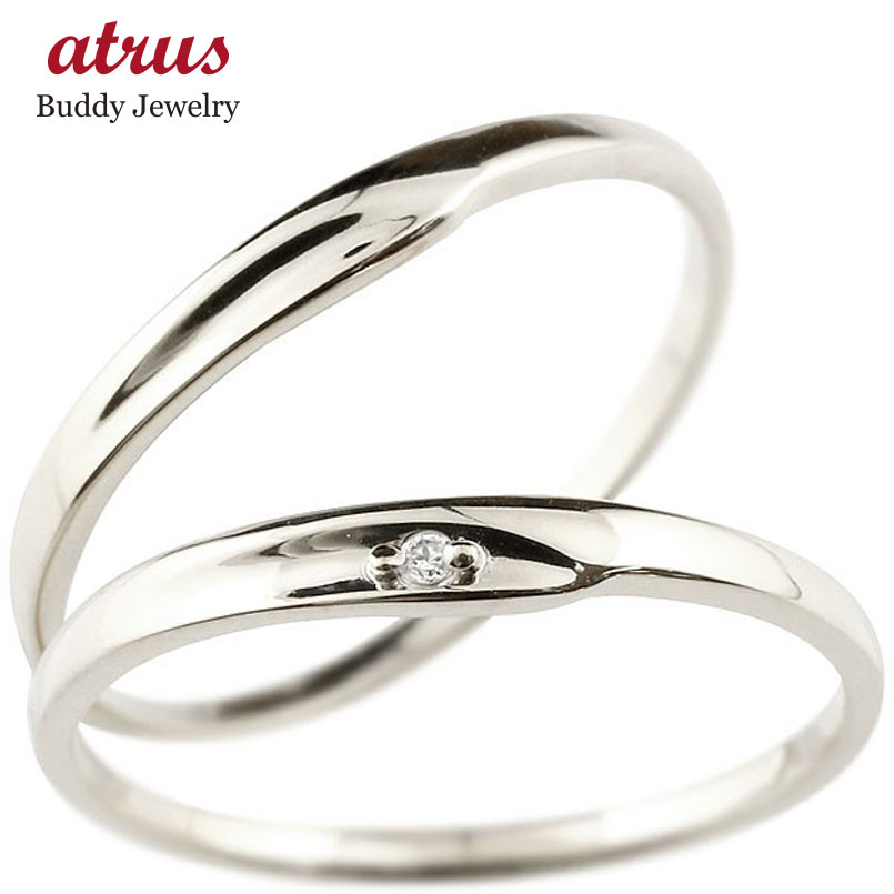 結婚指輪 ホワイトゴールドk10 ペアリング ゴールド カップル マリッジリング ダイヤモンド 華奢 細い 一粒 10金 スイートペアリィー 人気 シンプル 2...