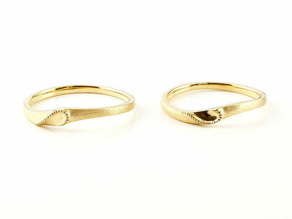 【10%OFFセール】ペアリング ゴールド 細身 2個セット 結婚指輪 マリッジリング ハート イエローゴールドk18 華奢 18金 リング 18k つや消し スイートペアリィー