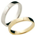 ペアリング カップル 2個セット プラチナ 18金 結婚指輪 平角 3ミリ マリッジリング 結婚指輪 地金 宝石なし イエローゴールドk18 女性 男女兼用 プ...