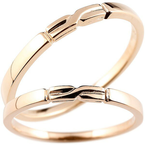 ペアリング ゴールド ピンクゴールドk18 18金 シンプル 細身 2個セット 結婚指輪 マリッジリング 華奢 結び リング 人気 ウェディング 18k スイー...