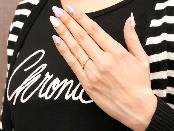 ジュエリー工房アトラスの【10%OFFクーポンセール】 ペアリング プラチナ 結婚指輪 マリッジリング 細身 2個セット 18金 イエローゴールドk18 ダイヤモンド 華奢 結び リング pt950 コンビ スイートペアリィー｜アングル2