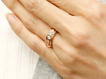 ペアリング プラチナ ピンクゴールドk18 キュービックジルコニア エンゲージリング 指輪 幅広 ピンキーリング マリッジリング 婚約指輪 pt900 18金 カップル