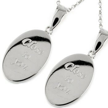 チャーム ペンダントトップ プラチナ ペアネックレス プレート オーバル 楕円形 ネームプレート オーダー 文字 刻印 pt900 チェーン 人気 カップル レ...