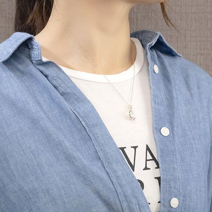 プラチナ ネックレス レディース パール あこや真珠 オーバル ペンダントトップ ダ...