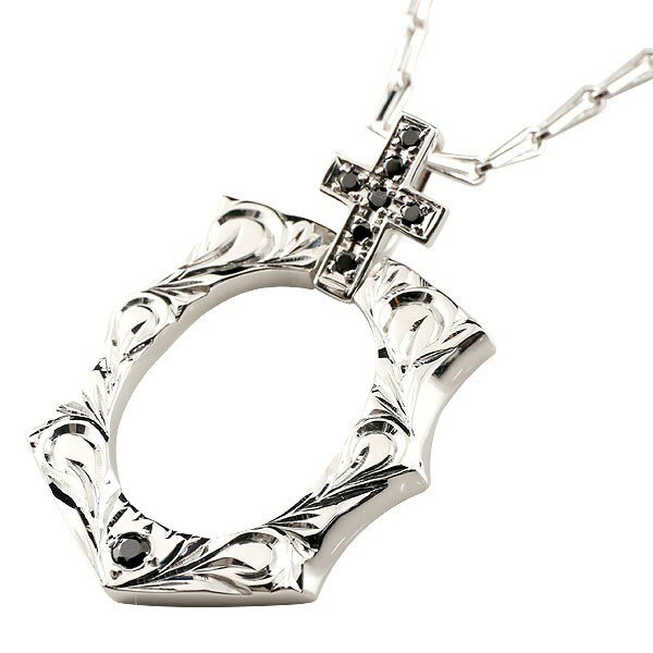 チャーム ペンダントトップ ハワイアンジュエリー ブラックダイヤモンド 馬蹄 クロストップ シルバー925 sv925 十字架 ホースシュー 蹄鉄 アンティーク...