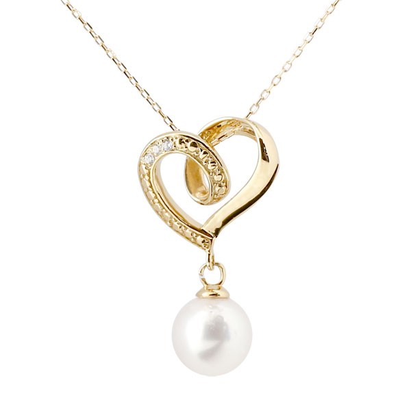 チャーム ペンダントトップ k18 18金 ダイヤモンド オープンハート パール真珠 フォーマル イエローゴールドk18 チェーン 人気 6月誕生石 レディース...