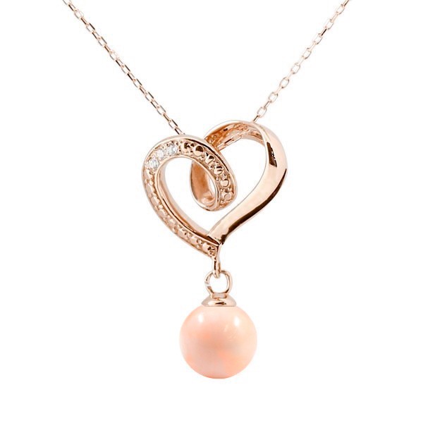 チャーム ペンダントトップ k18 18金 ダイヤモンド オープンハート 珊瑚 コーラル サンゴトップ ピンクゴールドk18 チェーン 人気 3月誕生石 レディ...