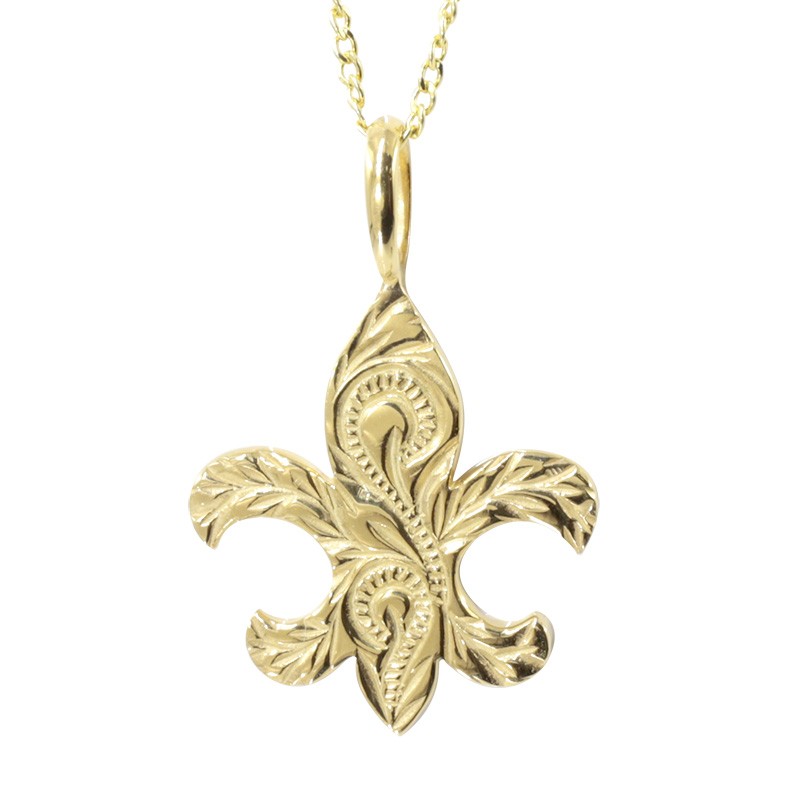 チャーム ペンダントトップ k18 18金 ハワイアンジュエリートップ イエローゴールドk18 ユリの紋章 マイレ スクロール レディース 地金 フルール・ド・...