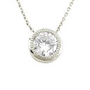 18金 ネックレス ダイヤモンド ダイヤ 一粒 ダイヤ 大粒 0.50ct ソリティア ミル打ち ホワイトゴールドk18 チェーン 人気 送料無料 の ユニセッ...