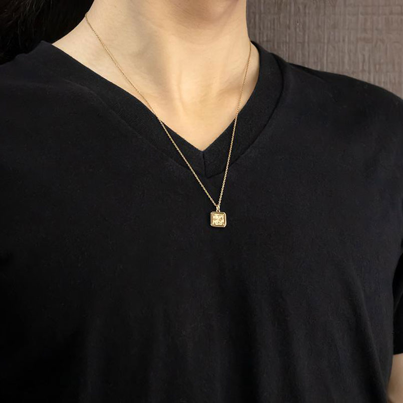 18金 ペンダントトップ 18k メンズ チャーム ネックレス プレート ゴールド カット...