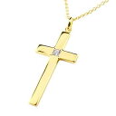 18金 ネックレス ダイヤモンド クロス イエローゴールドk18 ペンダントトップ 十字架 シンプル チェーン 人気 プレゼント 18k 普段使い ユニセックス...