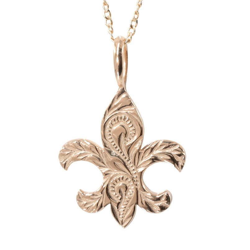 ペンダントトップ 18金 ピンクゴールドk18 レディース ユリの紋章 フルール・ド・リス ハワイアンジュエリー マイレ スクロール 模様 おしゃれ 女性 ギフ...